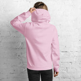 Light pink unisex hoodie, back view, with drawstring hood and kangaroo pocket