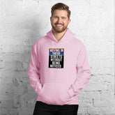 Unisex hoodie, pink, front graphic print and kangaroo pocket with drawstring hood.