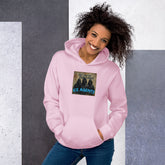 Light pink unisex hoodie, front graphic text "ICE AGENTS", kangaroo pocket