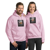 Unisex hoodie, light pink with front graphic print and kangaroo pocket