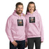 Unisex hoodie, light pink with front graphic print and kangaroo pocket