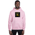 Light pink unisex hoodie with centered chest graphic and kangaroo pocket