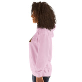 Light pink hoodie side view, hooded pullover with kangaroo pocket