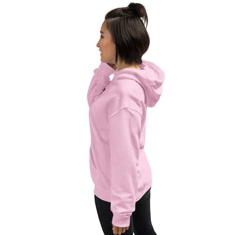 Light Pink unisex hoodie, back/side view showing hood and full sleeve