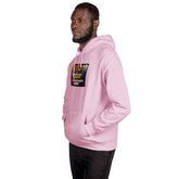 Light pink unisex hoodie with front side graphic print and kangaroo pocket