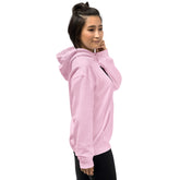 Light pink unisex hoodie with hood and kangaroo pocket, long sleeves