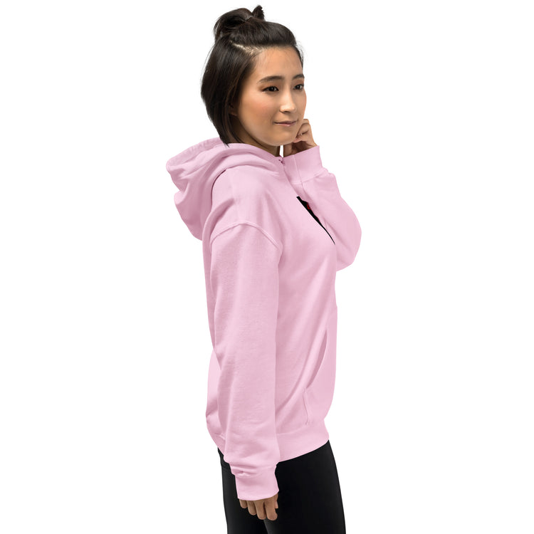Light pink unisex hoodie with hood and kangaroo pocket, long sleeves