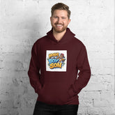 Unisex maroon hoodie with front graphic print and kangaroo pocket