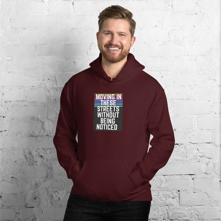 Maroon unisex hoodie with hood, drawstrings, kangaroo pocket, and front graphic print.