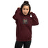 Maroon Unisex-Hoodie mit Kapuze, Kängurutasche und Brustlogo-Print