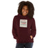 Maroon unisex hoodie with hood and kangaroo pocket, front logo patch