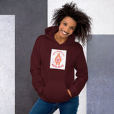 Maroon unisex hoodie with hood, kangaroo pocket, and Mama Bear chest graphic