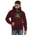 Maroon unisex streetwear hoodie with front pocket and "Street Life" chest graphic