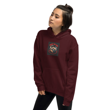 Maroon Unisex-Hoodie mit Kapuze und Frontprint auf der Brust