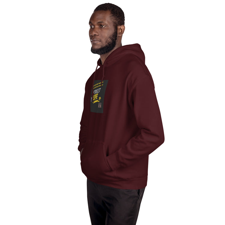 Maroon unisex pullover hoodie with hood and kangaroo pocket, long sleeves