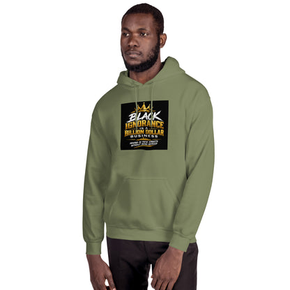 Military green unisex pullover hoodie with front logo graphic