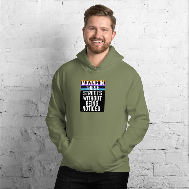 Military green unisex hoodie with front logo graphic and kangaroo pocket