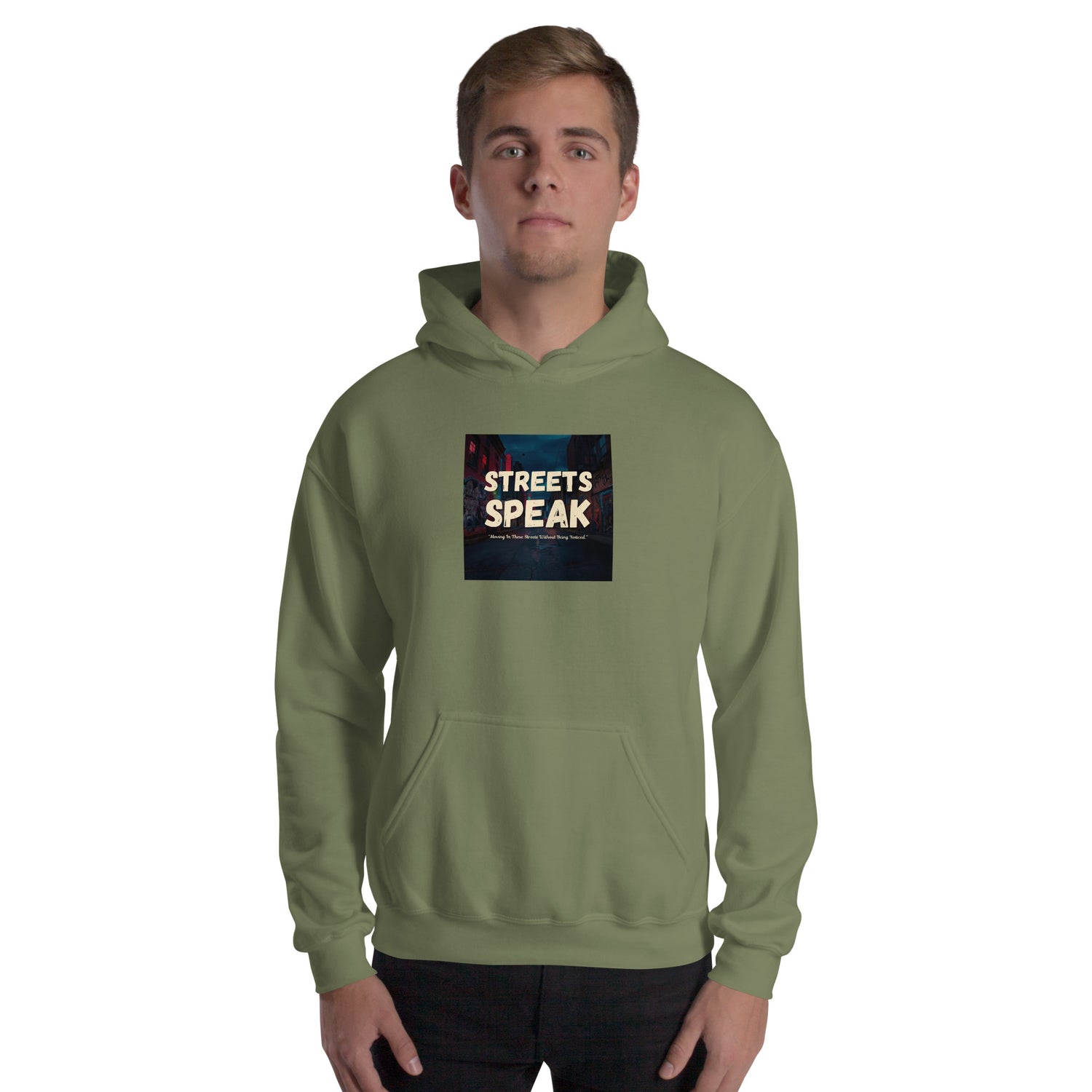 Unisex hoodie, military green, square &