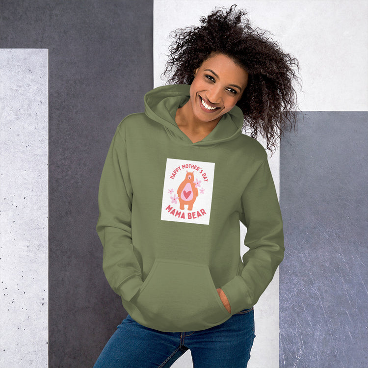 Unisex green hoodie with front graphic and kangaroo pocket, drawstring hood