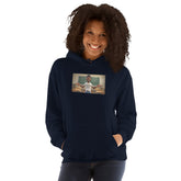 Unisex hoodie (Navy) with front graphic, kangaroo pocket and drawstring hood