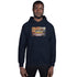 Navy unisex hoodie front print reading “Black History Month Ignored”
