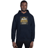 Navy unisex pullover hoodie with front graphic print and kangaroo pocket
