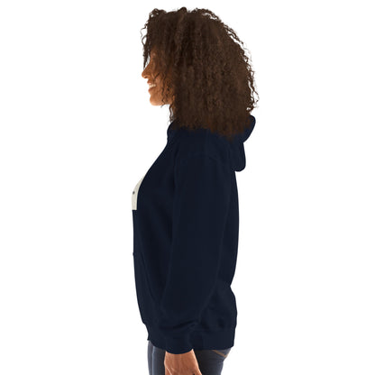 Sudadera azul marino con capucha y dobladillo acanalado, vista lateral