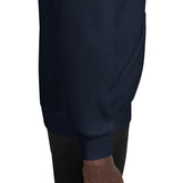Navy unisex pullover hoodie kangaroo pocket area, close-up