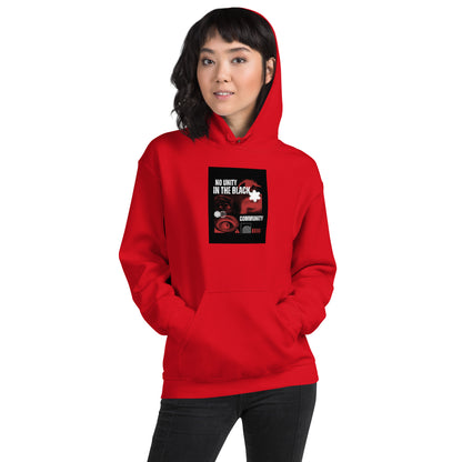 Unisex red hoodie with front graphic logo and kangaroo pocket