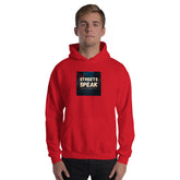 Red unisex hoodie with hood and &