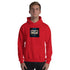 Red unisex hoodie with hood and &