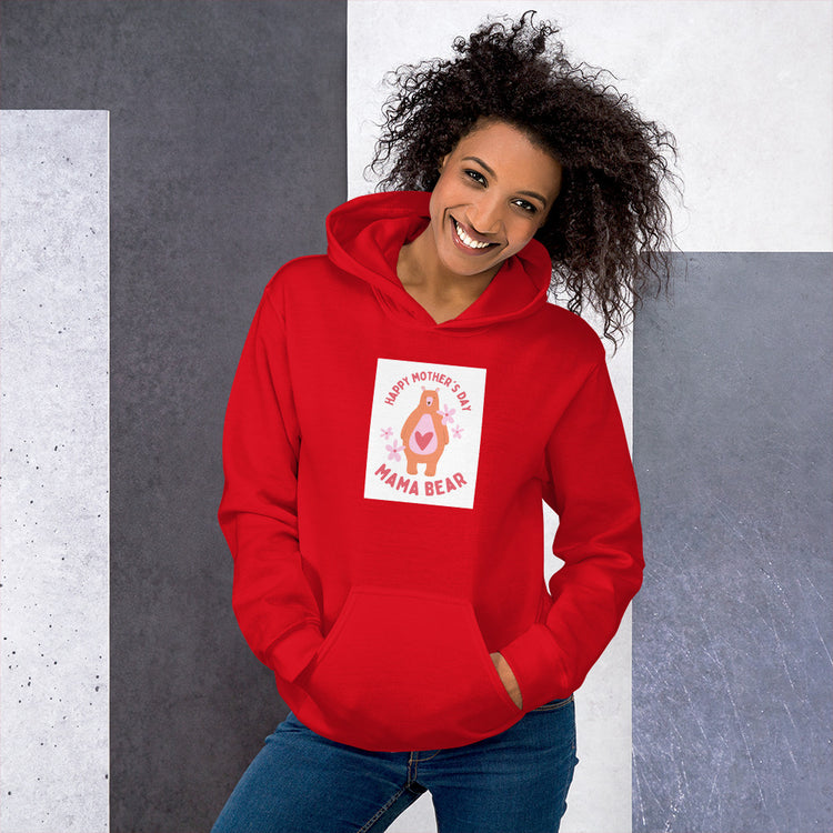 Red unisex hoodie with front graphic patch, hood, and kangaroo pocket