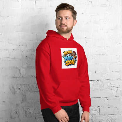 Unisex hoodie, red, front graphic print centered with kangaroo pocket