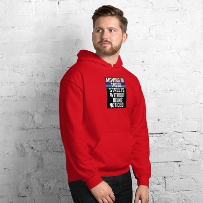 Unisex hoodie, bright red with chest graphic text and front kangaroo pocket