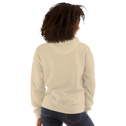 Light cream unisex hoodie with hood, back view