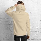 Unisex beige pullover hoodie, back view with hood and kangaroo pocket