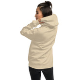 Light cream unisex hoodie back view with hood and kangaroo pocket