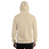 Cream unisex hoodie back view with hood and long sleeves