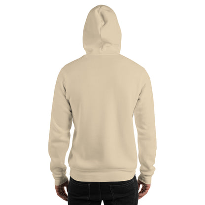 Cream unisex hoodie back view with hood and long sleeves