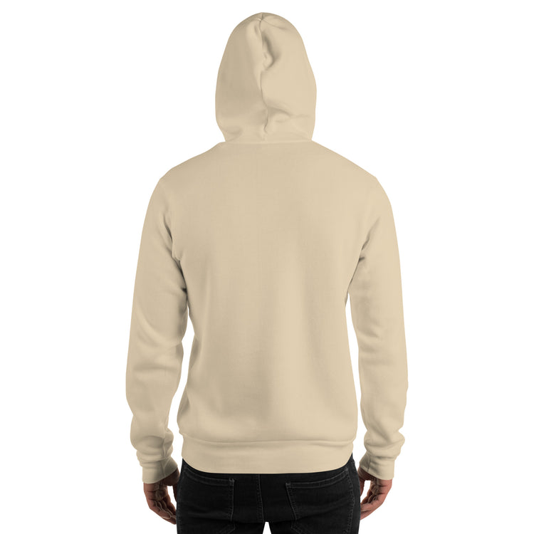 Cream unisex hoodie back view with hood and long sleeves