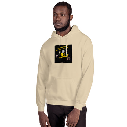 Street Life unisex hoodie in light beige with chest graphic and kangaroo pocket