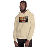 Cream unisex hoodie with hood and front graphic print