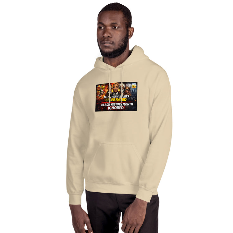 Cream unisex hoodie with hood and front graphic print