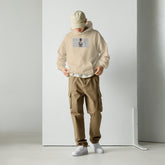 Unisex sand hoodie with hood and front kangaroo pocket