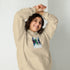 Sand unisex hoodie with chest graphic, hood with drawstrings, and front pouch pocket