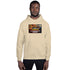 Cream unisex hoodie with hood and centered front graphic print