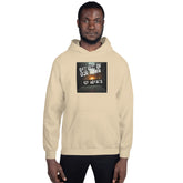 Sand pullover hoodie with hood, drawstrings, and black “ICE AGENTS” chest graphic