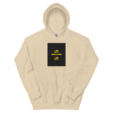 Unisex streetwear hoodie in sand beige with front logo graphic and kangaroo pocket