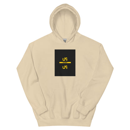 Unisex streetwear hoodie in sand beige with front logo graphic and kangaroo pocket