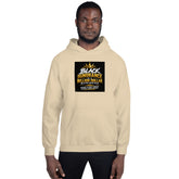 Light beige unisex hoodie with chest graphic and hood, front view